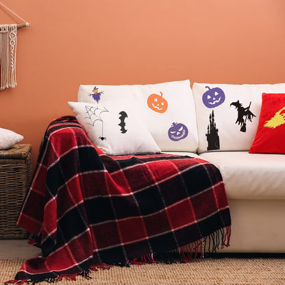 Whaline 12 Sheet Halloween Heat Transfer Vinyl Black Orange Purple Green Yellow HTV Iron on Vinyl Adhesive Craft Vinyl Sheet for DIY Fabric T-Shirts Holiday Gift Halloween Party Decoration, 12 x 10