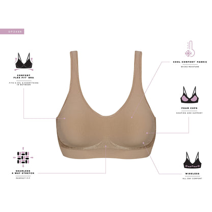 Bali Womens Comfort Revolution Wireless Bra, Comfortflex Fit Full-coverage Wirefree Bras, Black, Small US