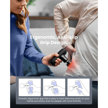 BOB AND BRAD Q2 Plus Mini Massage Gun with Heat, Pocket-Sized Heated Deep Tissue Massager Gun, Portable Percussion Muscle Massager Gun, Ultra Small & Quiet Muscle Massage Gun, FSA and HSA Eligible