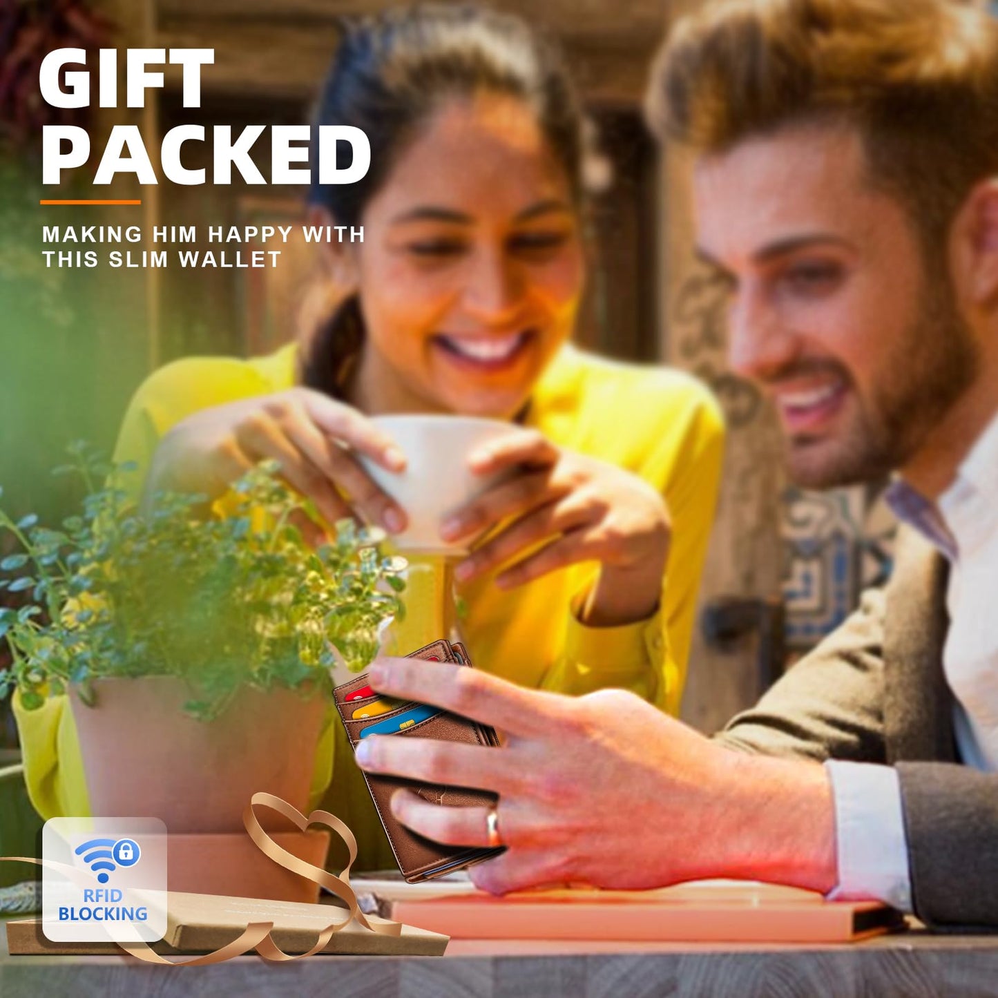 BULLIANT Magnetic Closure Slim Wallet-Genuine Leather Front Pocket Wallet for Men,RFID Blocking,Holds 12 Cards and Money Clip