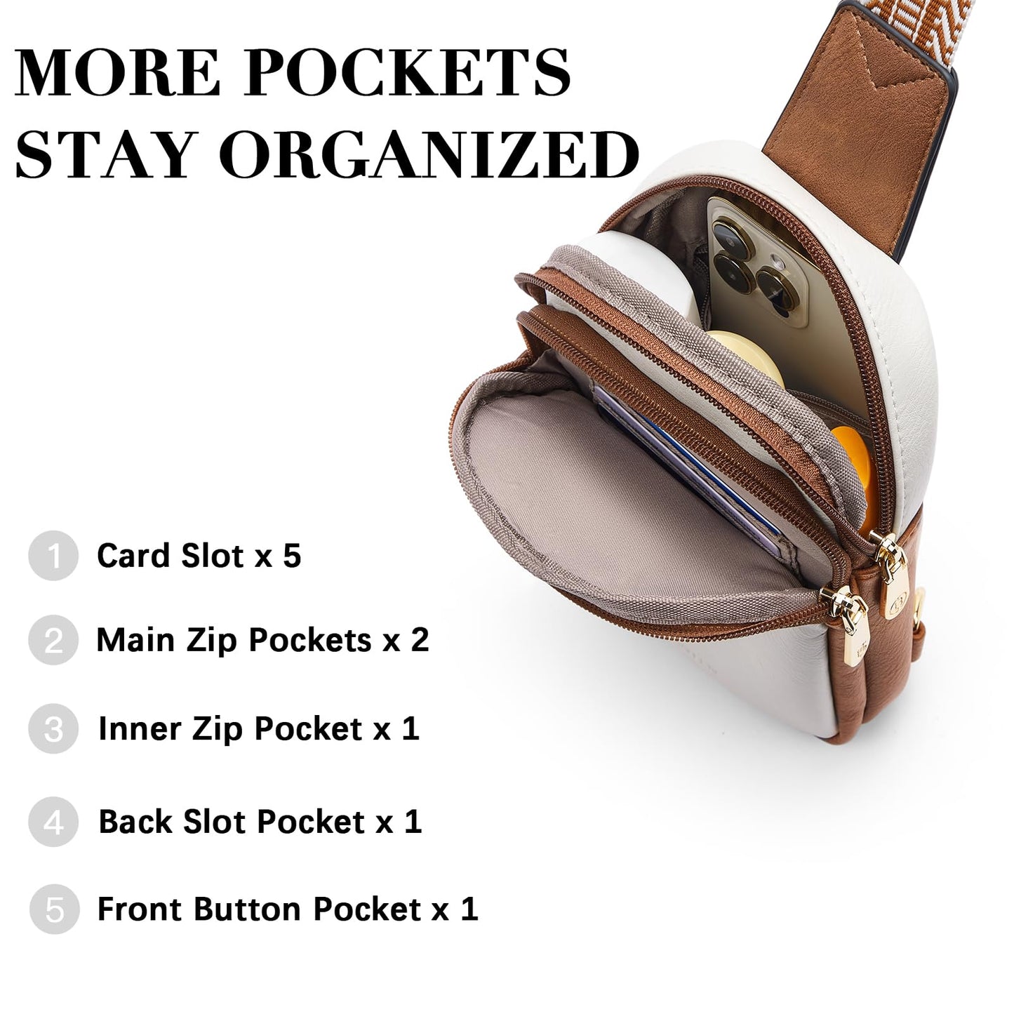 BOSTANTEN Small Sling Bag Crossbody Bags for Women Trendy Crossbody Purse Leather Chest Bag, Beige