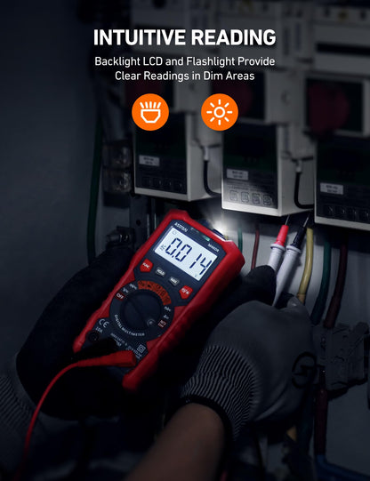 AstroAI Multimeter Tester, TRMS 4000 Counts Volt Meter Auto-Ranging Ohmmeter Digital 1.5v/9v/12v Battery Voltage Tester Measure Voltage Current Resistance Diodes Continuity Capacitance with NCV