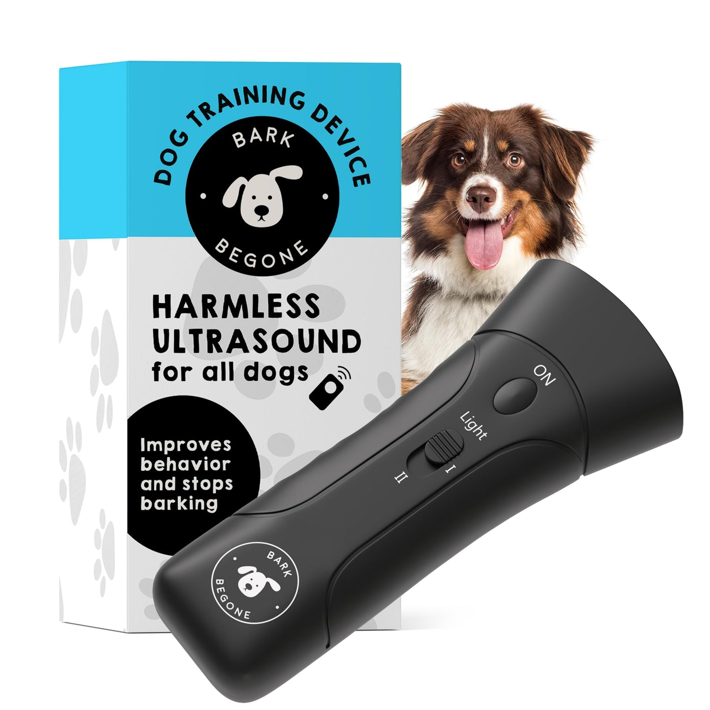 Bark Begone 2023 Ultrasonic Dog Bark Deterrent & Behavior Corrector - Stop Barking, Jumping, Aggression Without Yelling - Just Point & Press! Backed by Kevin Harrington from Shark Tank