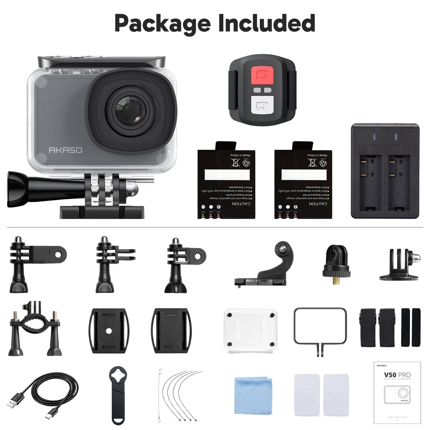 AKASO V50 Pro Native 4K30fps 20MP WiFi Action Camera with EIS Touch Screen 100 feet Waterproof Camera Web Camera Support External Mic Remote Control Sports Camera with Helmet Accessories Kit