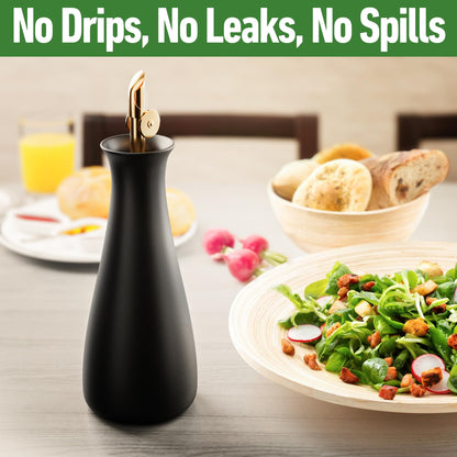 HB Design Co. Ceramic Olive Oil Dispenser with Self-Closing Gold Spout - 530 ML Capacity Matte White Ceramic Oil Dispenser for Kitchen - Leak Proof EVOO Dispensing Bottle