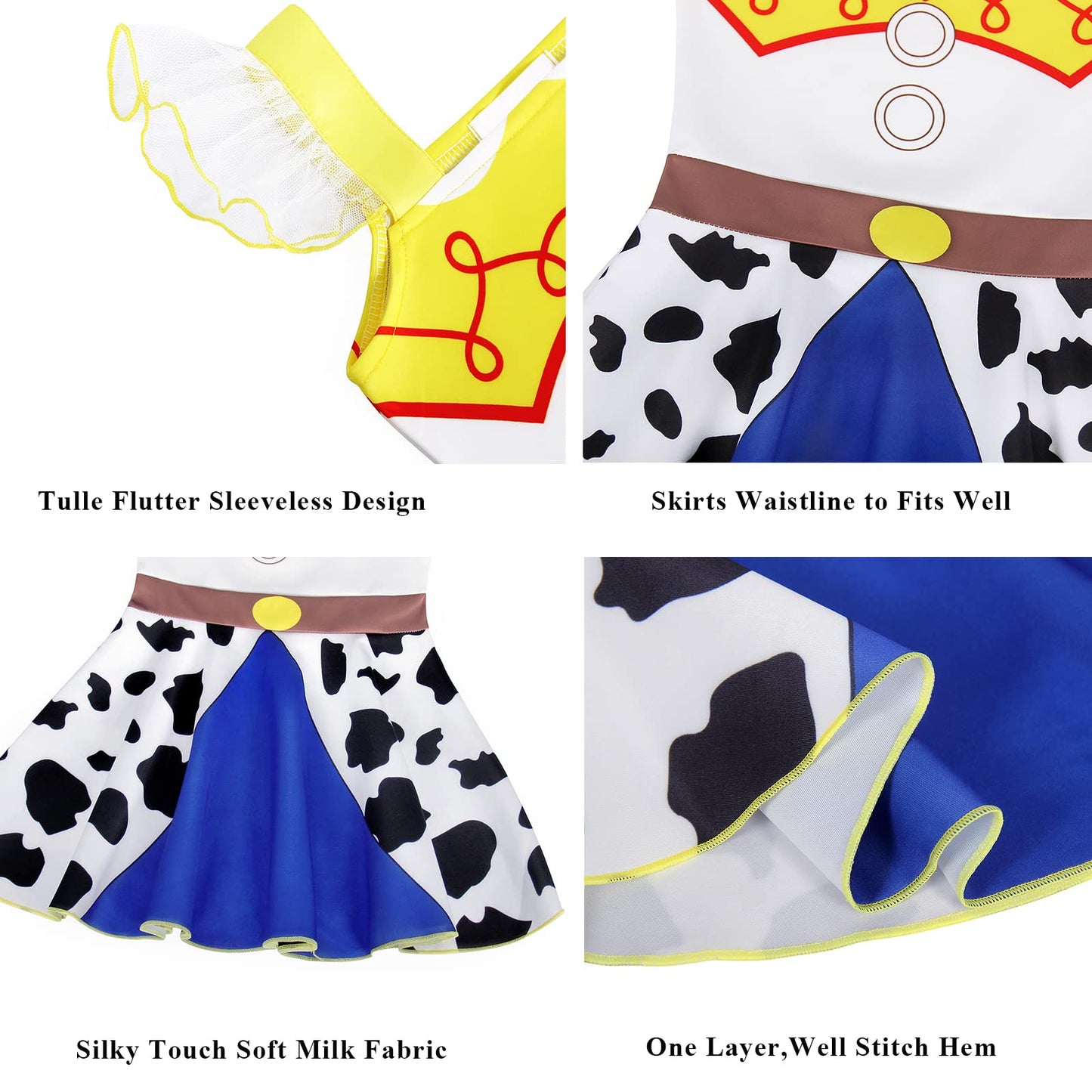 AmzBarley Little Girls Princess Dress up Cowgirl Costume Outfit Birthday Party Halloween Cosplay Role Play Kids Holiday Dress Christmas Fancy Clothes Size 4T(3-4Years)