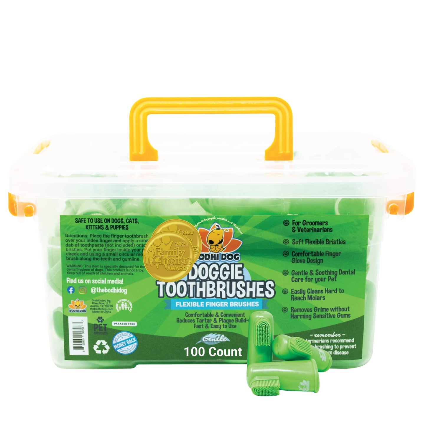 Bodhi Dog Finger Toothbrush for Dogs & Cats - Puppy Toothbrush with Soft Flexible Silicone Bristles, Gentle for Sensitive Gums, Promotes Healthy Teeth & Gums, Easy Teeth Cleaning Tool (100 Count)