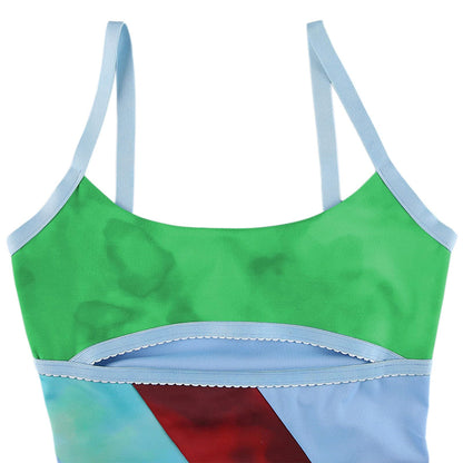 Women's Vintage Print Semi-Sheer Sheath Dress 2004s Fashion Bodycon Mini Slip Dress Retro Bandana Print Fitted Strap Dress (Green, S)