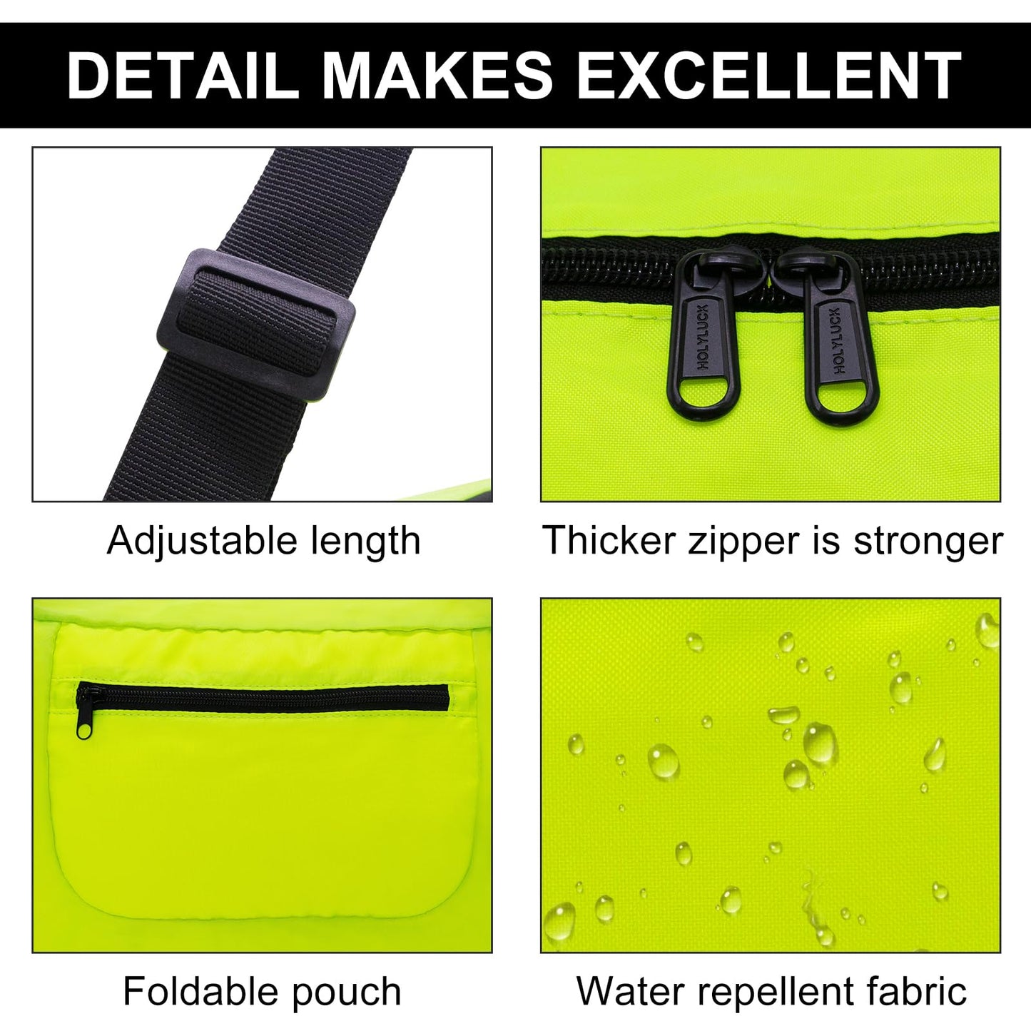 HOLYLUCK Foldable Travel Duffel Bag For Women & Men Luggage Great for Gym - Fluorescent yellow