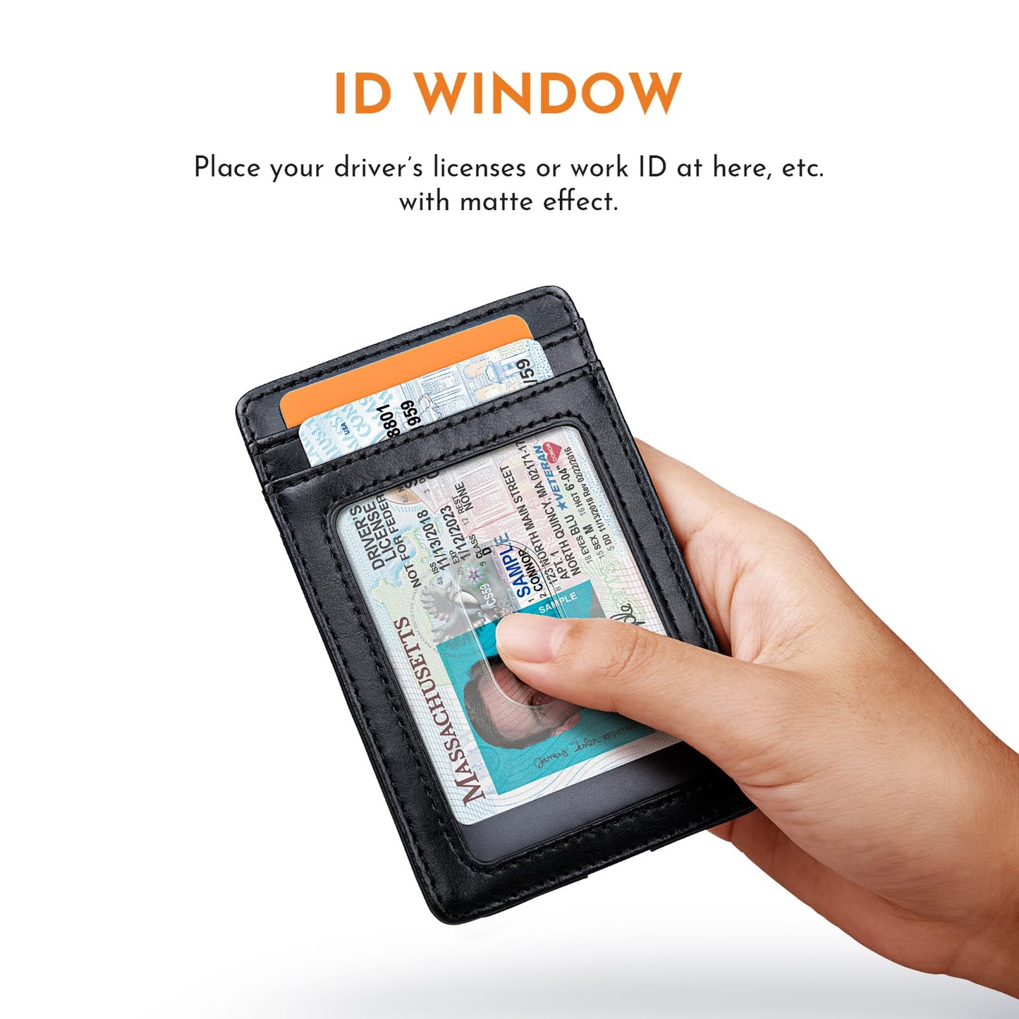 Buffway Mens Slim Wallet, Minimalist Thin Front Pocket Leather Credit Card Holder with RFID Blocking for Work Travel - Seattle Black