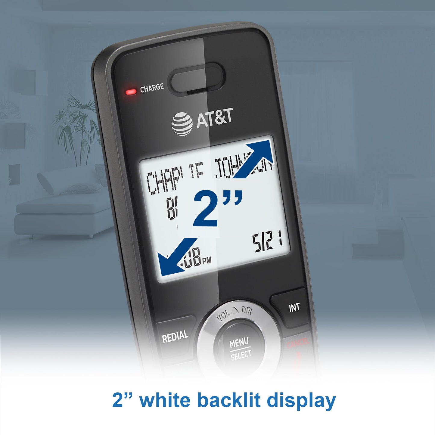 AT&T GL2101-2 DECT 6.0 2-Handset Cordless Home Phone with Call Block, Caller ID, Full-Duplex Handset Speakerphone, 2" White Backlit Display, Lighted Keypad (Graphite & Black)