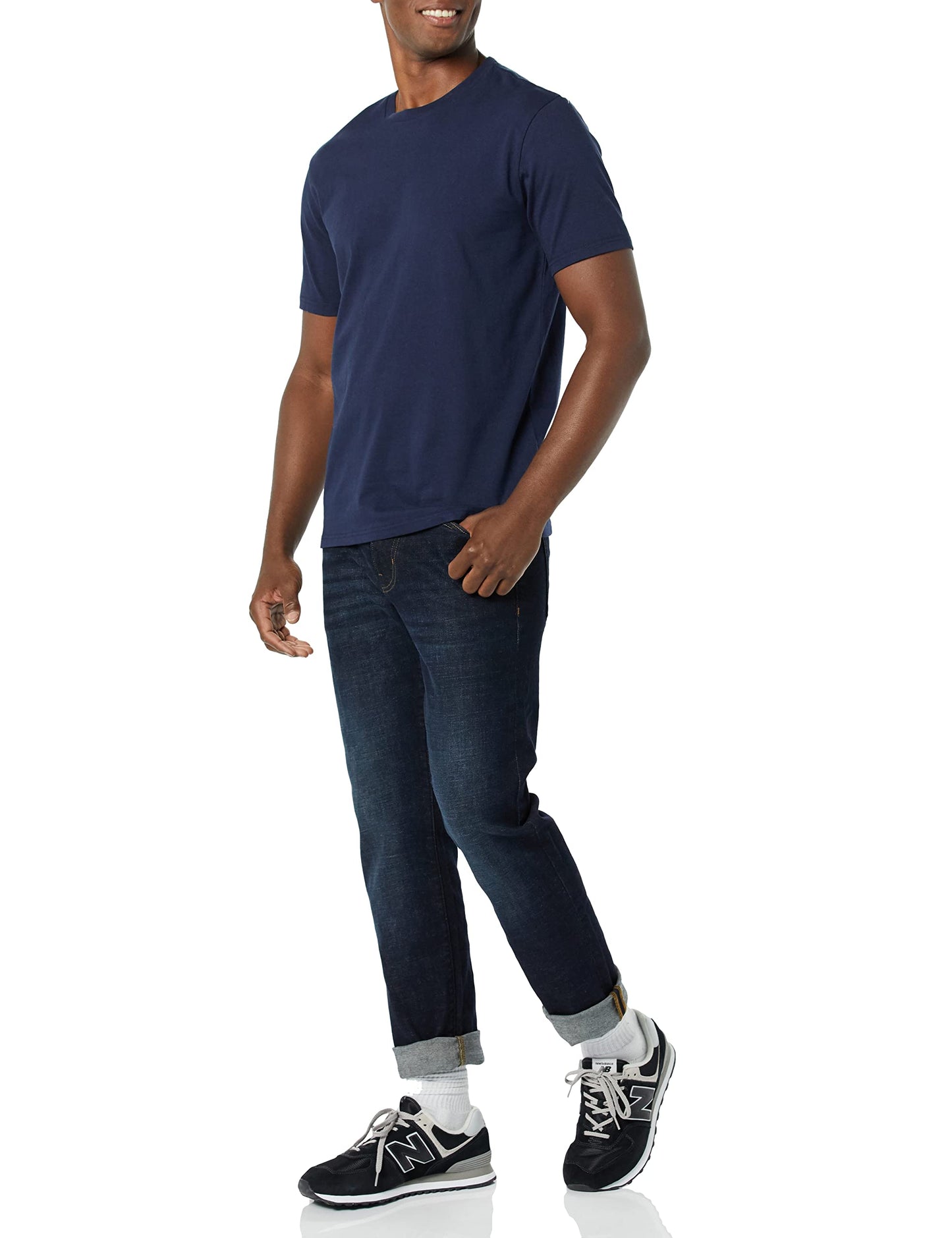 Amazon Essentials Men's Short Sleeve T-Shirts, Slim-Fit, Crewneck, Pack of 2, Dark Blue/Navy, XX-Large