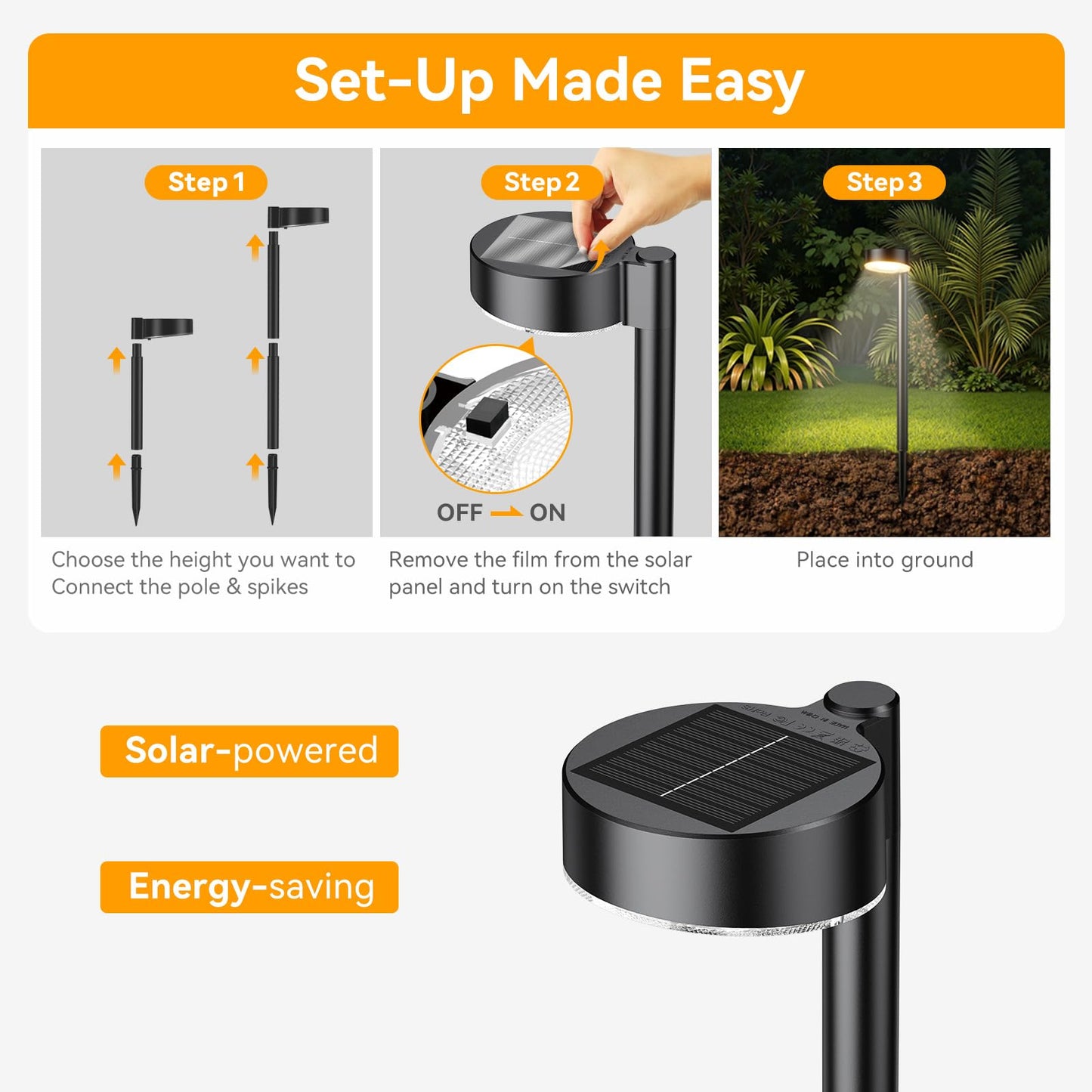 Ahaorigin 8 Pack Solar Pathway Lights Outdoor, 12 Brighter LED Solar Lights Outdoor Waterproof, Up to 12 Hrs Modern Path Light for Yard Garden Walkway Driveway Lawn (8 Pack)