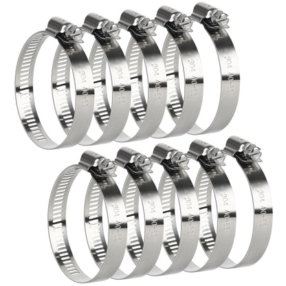 Hose Clamp, 10 Pieces 2.5 Inch Stainless Steel Hose Clamps for 1 1/2 Inch to 2 1/2 Inch Hose Pipe Large Adjustable Worm Gear Hose Clamp Assortment Kit for Automotive Radiator Fuel Line Mechanical