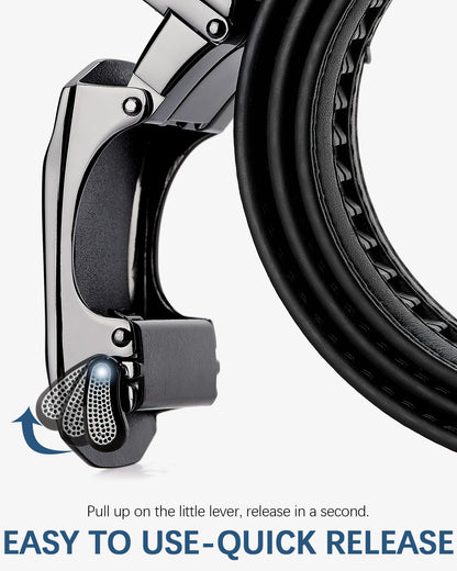 BOSTANTEN Mens Belt Leather 2 Pack Ratchet Belt For Men Dress and Casual with Adjustable Buckle, Trim to Fit