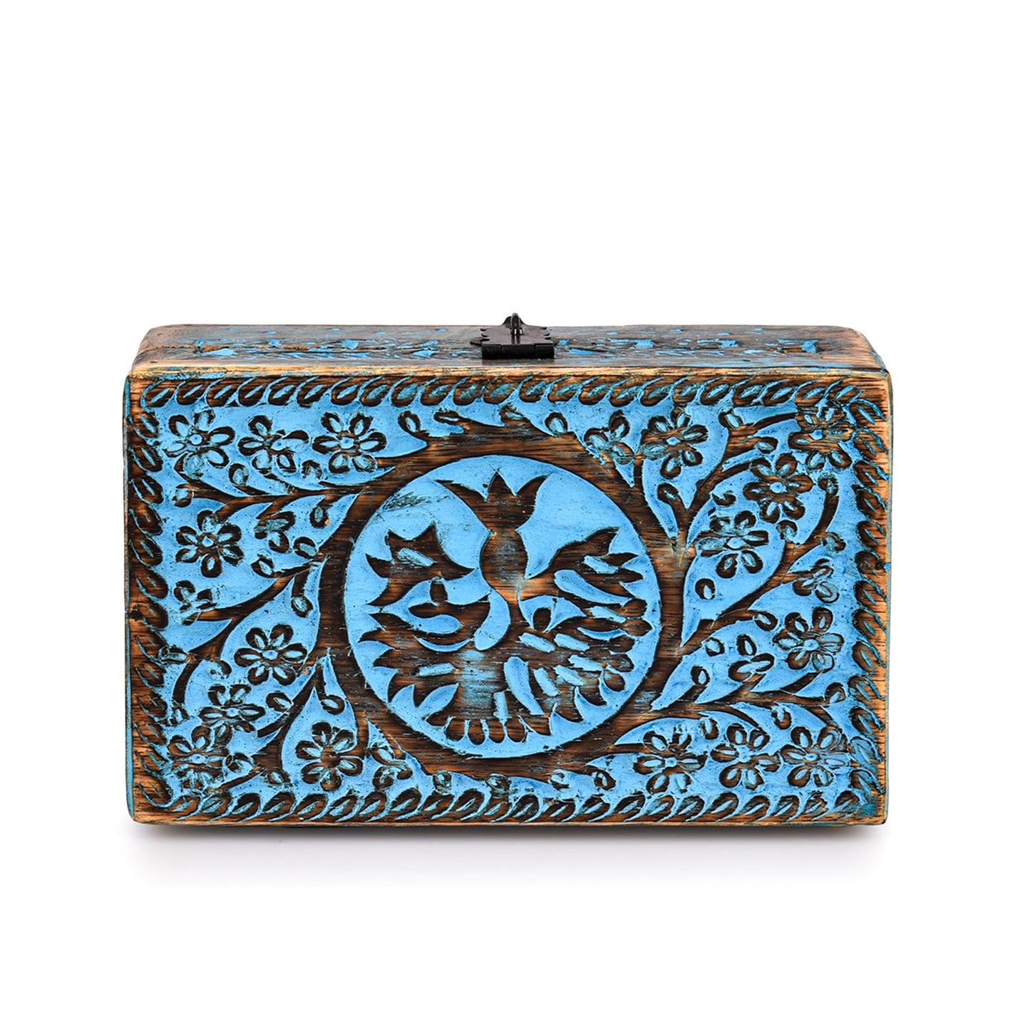 BHAVATU |Wooden Jewelry Box, Tarot Box, Celestial Home Decor, Witch Box, Tree of Life, Trinket Box |Size- 8" x 5" x 2.5",| Decorative Storage Bin