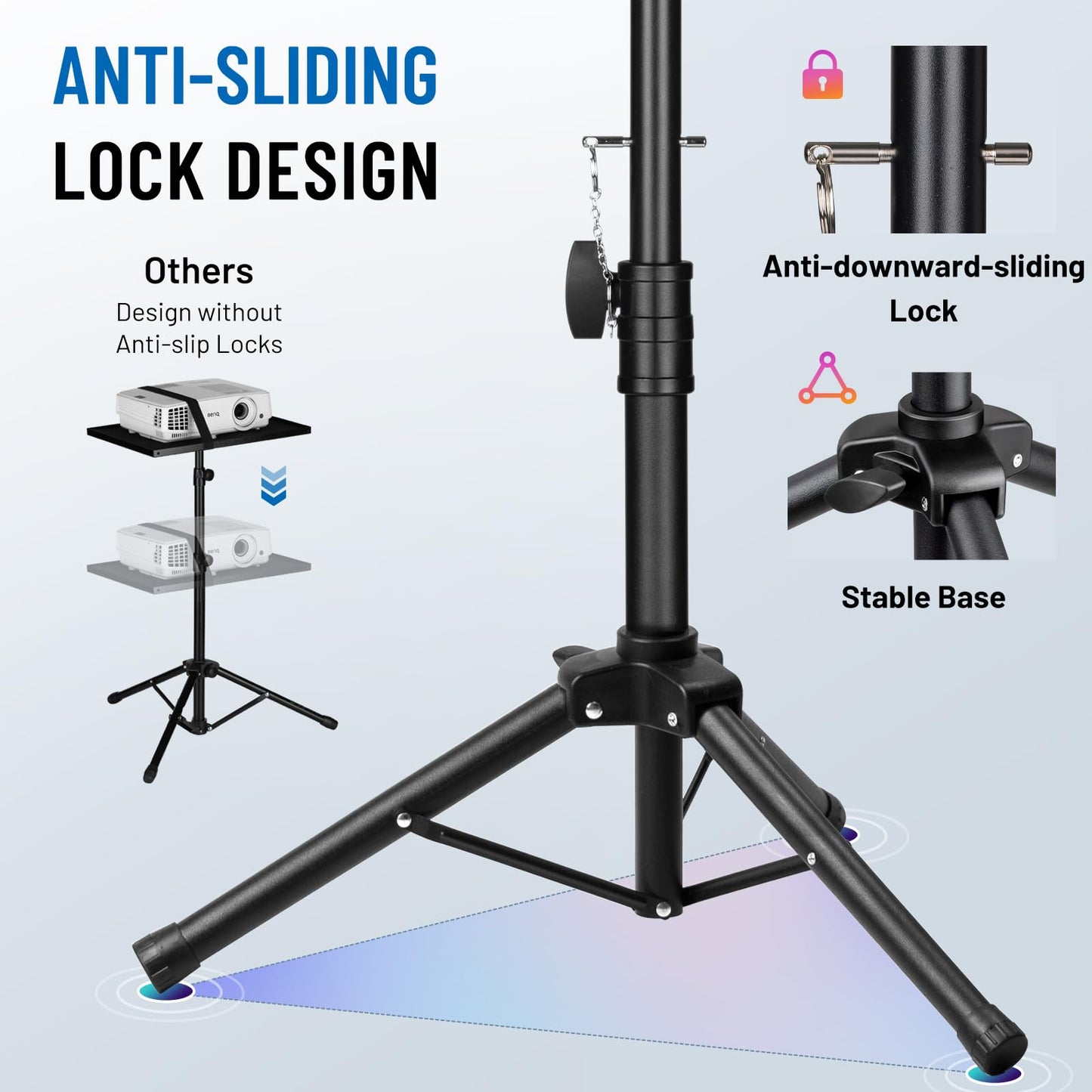 CAHAYA Projector Stand Tripod Adjustable - Stable for Tablets Phones Book Height 26" to 51.5" Multifunctional Laptop DJ Rack Stand Portable for Outdoor Movies CPS0331