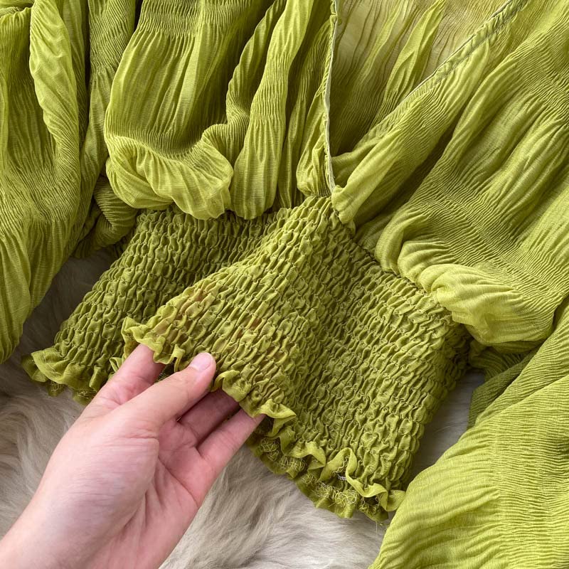 Bell Sleeve Tops for Women Dressy Tops for Evening Wear Lace Blouses for Women (Green,One Size,One Size)