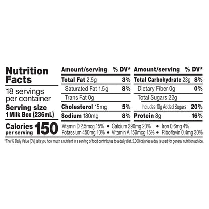 Horizon Organic Shelf Stable 1% Lowfat Chocolate Milk Boxes, USDA Certified Organic UHT Milk from Pasture-Raised Cows, No Refrigeration Required, 8 fl oz, 18 Count