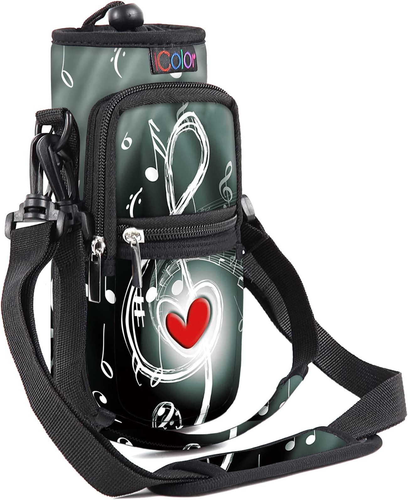 icolor Water Bottle Carrier Bag Holder 25/32/40/64oz,Adjustable Padded Shoulder & Handle Strap Sports Sling Hiking Pack,Insulated Neoprene Wide Mouth Bottle Sleeve