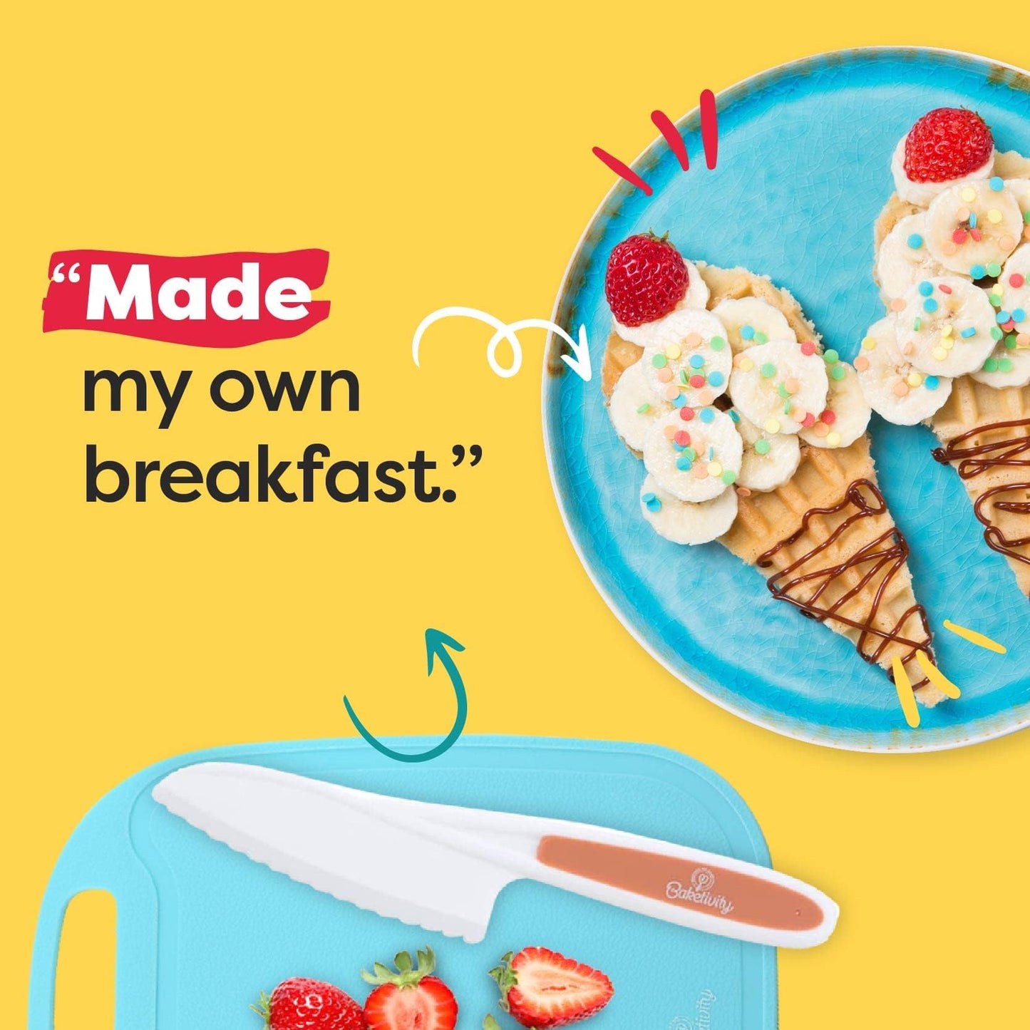 Baketivity Kids Cooking Set Real Utensils With Kitchen Tool Guide - Complete Junior Cooking Set Gift For Girls Or Boys With Mixing Bowls, Cutting Board, Knife, Apron - Kids Baking Set For Real Cooking