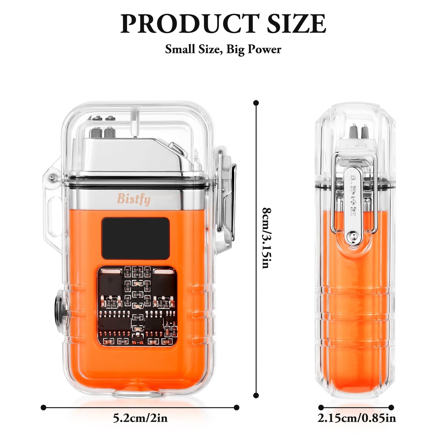 Bistfy Electric Lighter With Digital Display and Flashlight - Type C Rechargeable USB, Plasma Arc, Waterproof and Windproof Flameless Cool for Camping, Hiking, Outdoor Activities