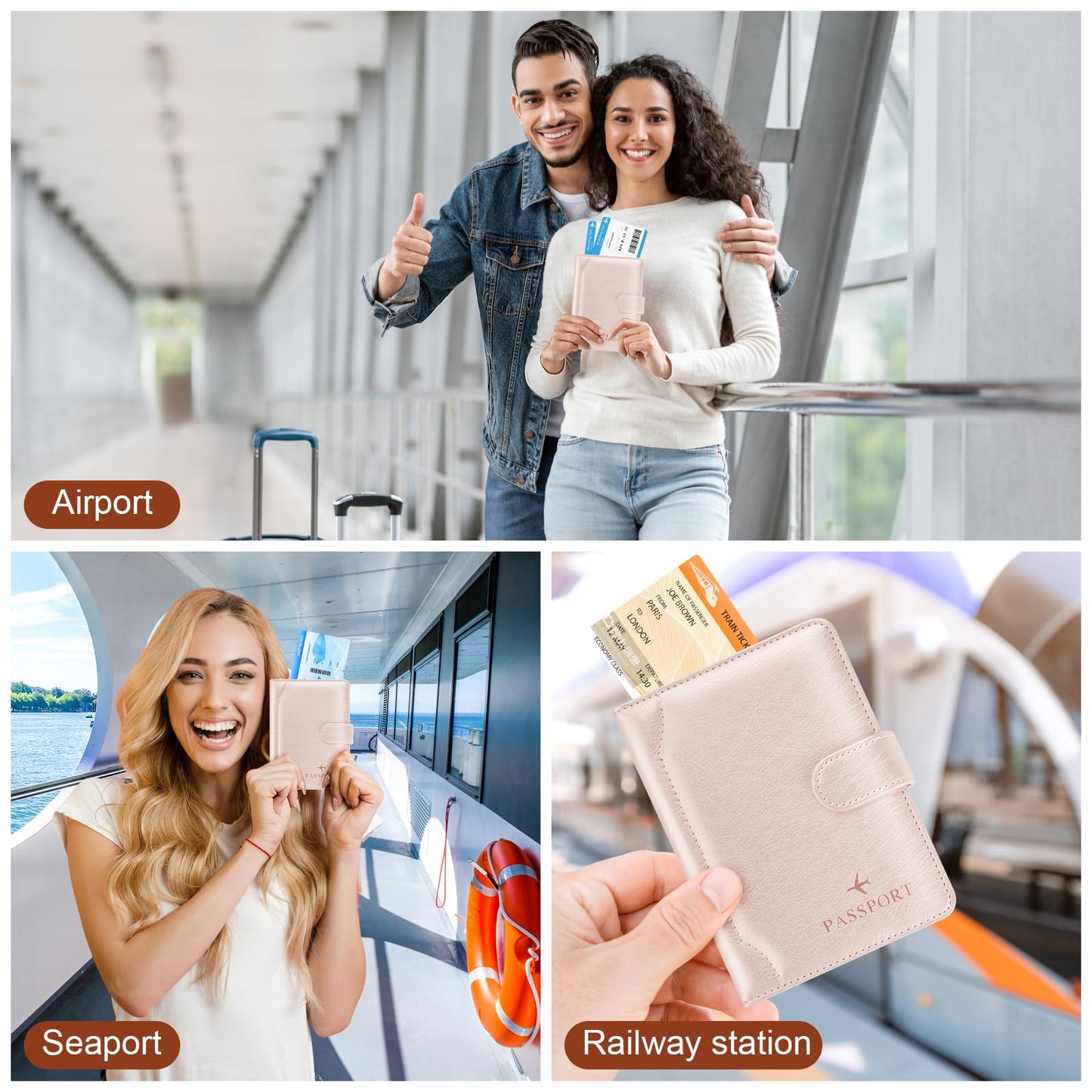 Herain Passport Holder for Travel, Passport Cover Wallet Case Women Men Travel Cruise Essentials, Passport Book Holders Travels Gifts Must Haves Accessories