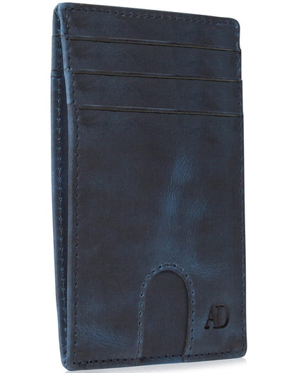 Access Denied REAL LEATHER Slim Minimalist Mens Wallet - Thin Front Pocket RFID Credit Card Holder Wallets For Men Holiday Gifts For Him