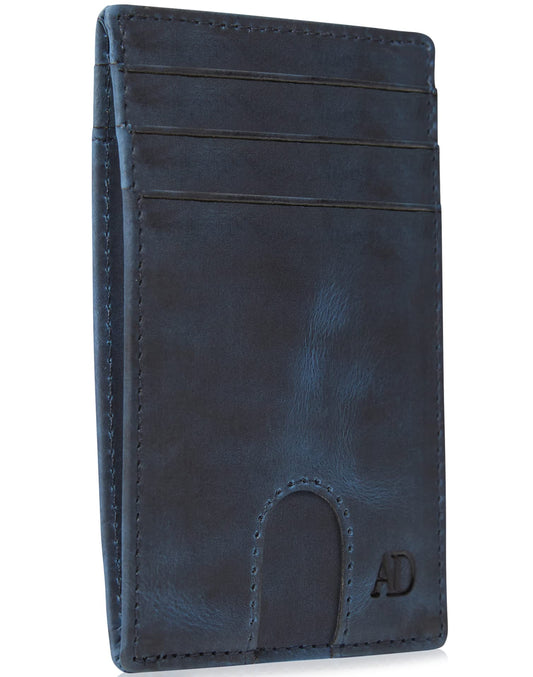 Access Denied REAL LEATHER Slim Minimalist Mens Wallet - Thin Front Pocket RFID Credit Card Holder Wallets For Men Holiday Gifts For Him