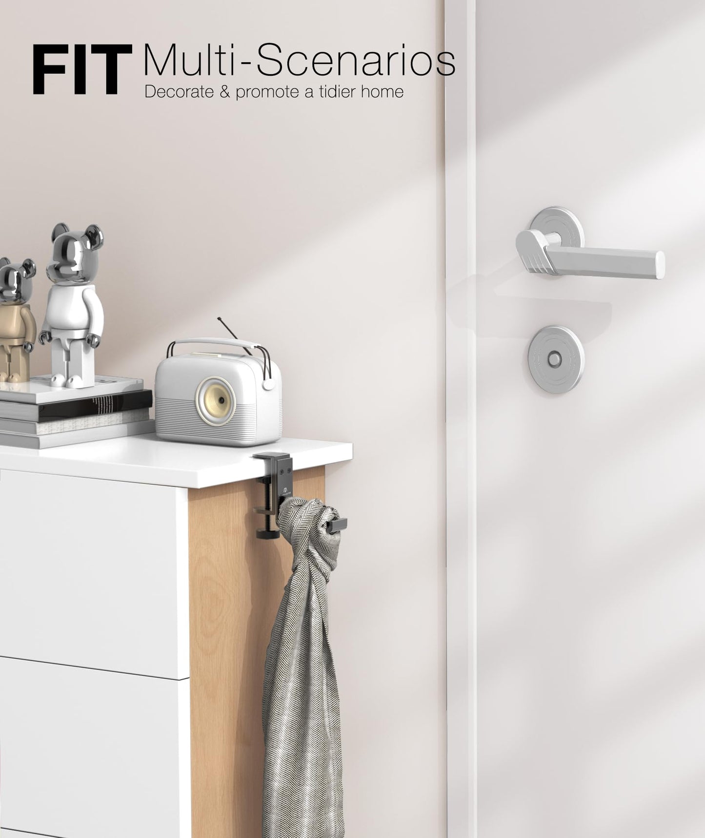 APPHOME Foldable Headphone Stand Hanger Holder, Space-Saving Aluminum Soundbar Stand with Universal Fit for Gaming PC Accessories, Under Desk Clamp Hook Mount (Black-2PC)