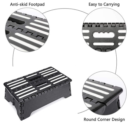5 Inch Folding Step Stool with Non-Slip Mat. Made of Incombustible Plastic, Can Withstand Over 250 Pounds. Collapsible Step Suitable for Kitchen, Bathroom, Bedroom, Camping, Travel ect