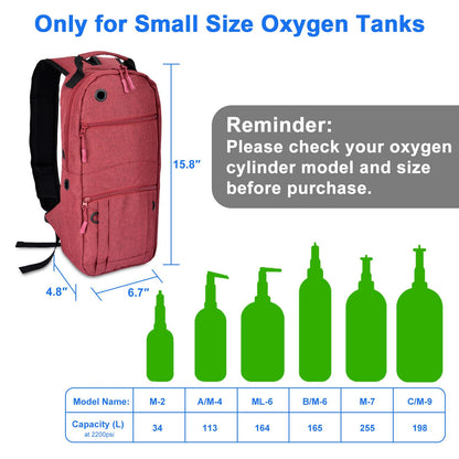 iGuerburn Small Oxygen Tank Backpack for Size M2, A/M4, ML6, B/M6, M7, C/M9, Portable Oxygen Backpack Cylinder Bag O2 Tank Carrier Holder for Travel (Not for Size D Tanks)