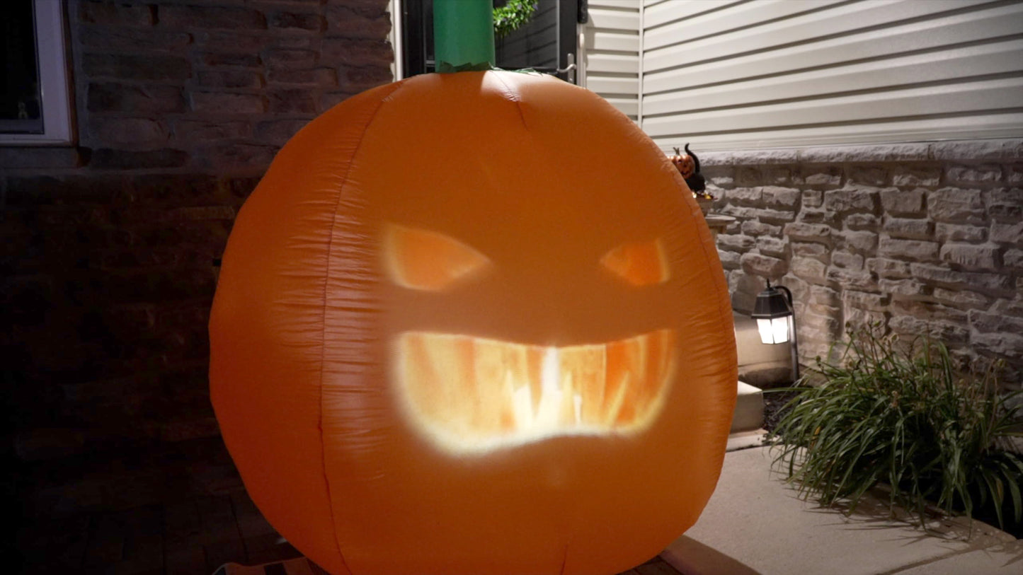 ANIMAT3D Inflatable Jabberin' Jack 5 Foot Tall Talking Animated Pumpkin with 56 Inch HD Screen and Built in Projector + Speaker Includes 80 Minutes of Content