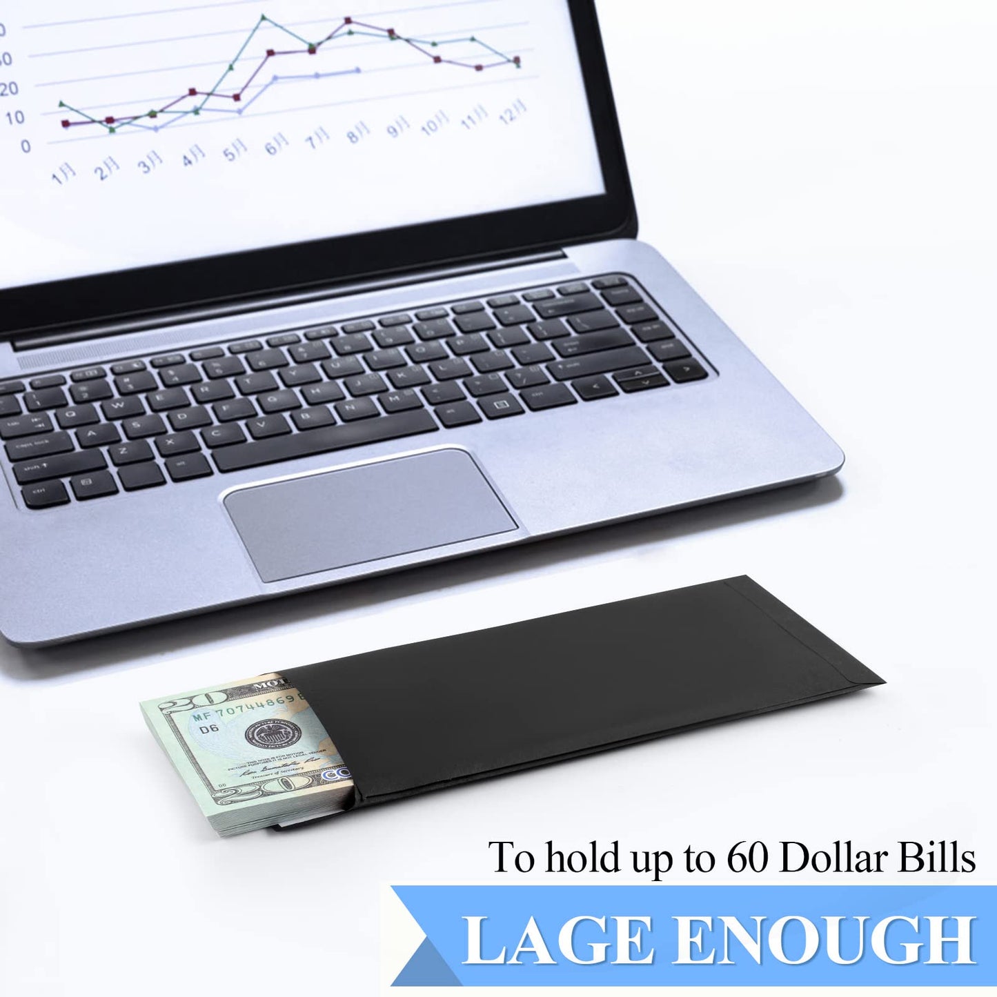 BONUS++ Envelope Set - 120 Envelopes for Cash, Checks, & Tickets; 80GSM, 3.2x6.6 inch Black Envelopes - Perfect for Cash Challenge Savers