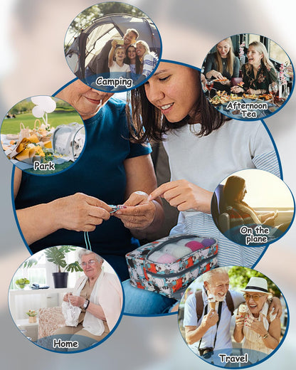 Aeelike Crochet Kit for Beginners with 15 Colors Yarn and Introduction Book, 71pcs Crochet Starter Kit Everything for Adult, Learn to Crochet Kit with Soft Grip Crochet Hooks and Blue Cat Bag