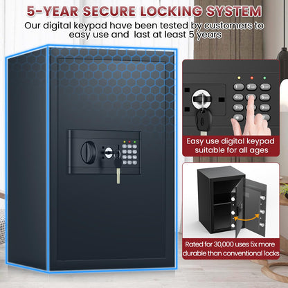 3.5 Cu ft Large Fireproof Safe, Safe Box Fireproof Waterproof, Digital Security Home Safes With Programmable Keypad & Removable Shelf, Fire Proof Safes for Home Document Money Firearm Valuables
