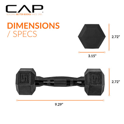 CAP Barbell 5 LB Coated Hex Dumbbell Pair with Black Handle