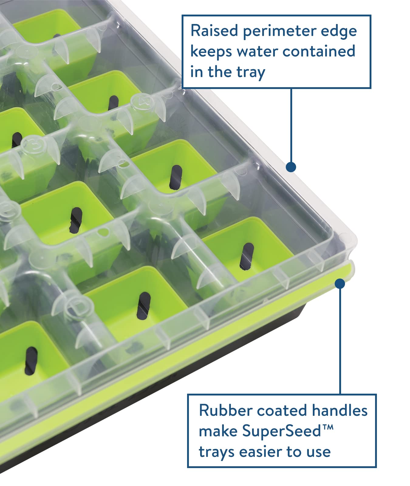 Burpee SuperSeed Seed Starting Tray | 16 XL Cell | Reusable & Dishwasher Safe | for Starting Vegetable Seeds, Flower Seeds & Herb Seeds | Indoor Grow Kit for Deep-Rooted Seedlings, Green