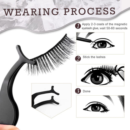 20 Kinds of 3D 5D Magnetic Eyelash Kit with Different Density, Magnetic Eyelashes with 4 Eyelash Glue and 2 Tweezers, for Women and Girls Natural Look No Glue Needed