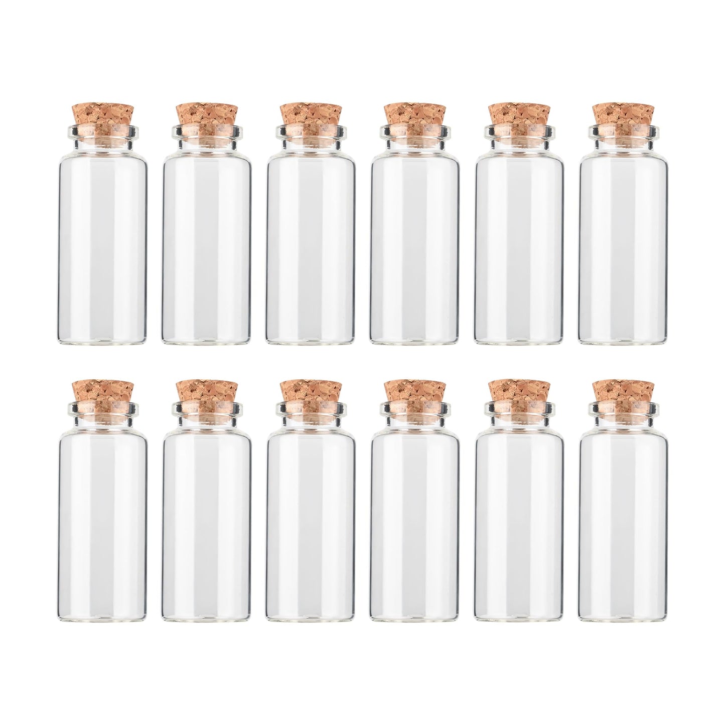HPOPO 12PCS Mini Glass Bottle with Wood Cork Stoppers,30ml DIY Decoration Glass Jars for Halloween Decorations,Wedding Party Favors