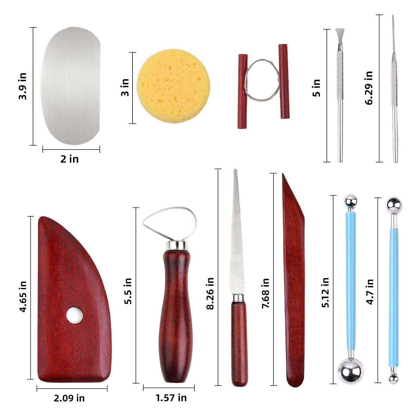 Blisstime 18PCS Clay Sculpting Tools, Basic Clay Pottery Carving Tool Kit with Wooden Handles and Tool Bag