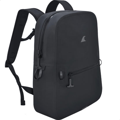 Breakwater Supply™ Fogland Lite Small Waterproof Submersible Backpack with Laptop Sleeve & Airtight Zippers for Outdoors, Surfing, Kayaking, Hiking, Cycling, Unisex TPU Dry Bag (Stealth Black, 15L)
