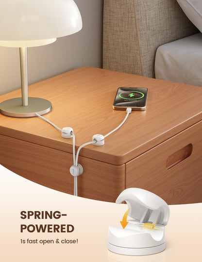6Pack Rotatable Cord Organizer Cable Clips - Lamicall [1s Lock] Spring Cord Holder, Desk Phone Charger Cable Management, Wire Keeper for Nightstand, Office Accessories & Desk Organizers