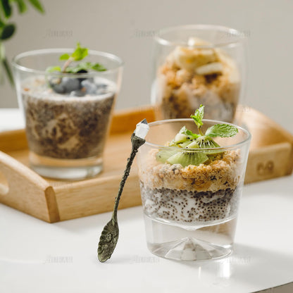 AUEAR, Retro Crystal Antique Alloy Spoon Coffee Tea Dessert Mini Ice Cream Decorative Spoons Set for Home Office (5 Pack)