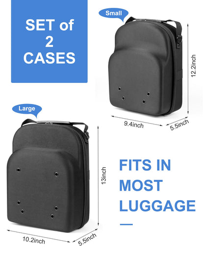 Allgawise Set of 2 Hard Hat travel Cases for Baseball Caps - Hat Storage Organizer Holder with Handle, Shoulder Strap and Trolley Sleeve, Protect up to 10 Hats for Outdoor and Home Storage, Black