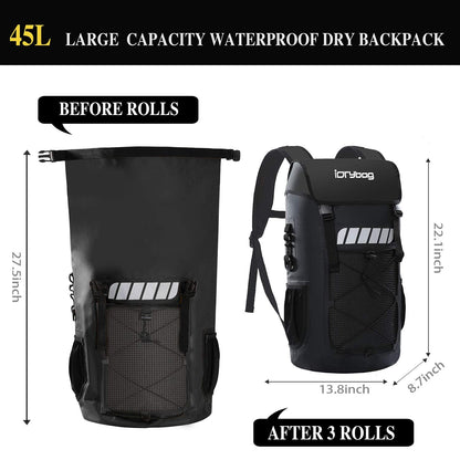 IDRYBAG Waterproof Backpack for Men 25L/45L, Dry Bags Kayak, Dry Backpack Camping Hiking