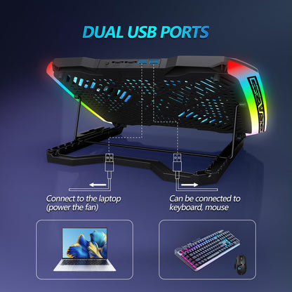 AIMIUZI Laptop Cooling Pad, Gaming Laptop Cooler with 9 Quiet Fans, Laptop Cooling Stand for 12-17 Inch, Laptop Computer Fan with 5 Height Adjustable,2 USB Ports,1 Phone Stand