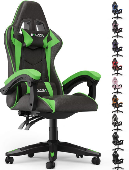 Bigzzia Gaming Chair, Computer Game Chair with Lumbar Support, Comfortable Video Game Chairs for Adults Kids, Racing Style Gamer Chair with 360°-Swivel Seat and Headrest