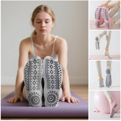 BISOUSOX Grip Socks Pilates Socks, Grippy Sock Woman Yoga Slipper Non Slip Ankle Sticky Sock Barre Ballet Hospital