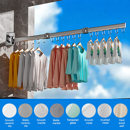 AISIR Clothes Drying Rack Wall Mounted, Aluminum Clothes Airer Clothes Dryer Foldable for Balcony, Bathing Room, Bedroom - Black